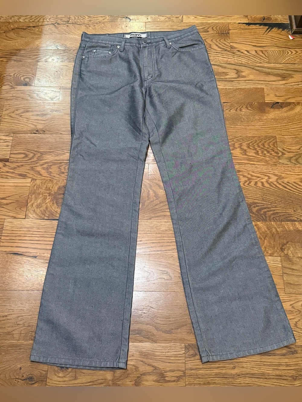 Mavi. Flare, Low Rise Twill Pant. Black/white. Size 31.